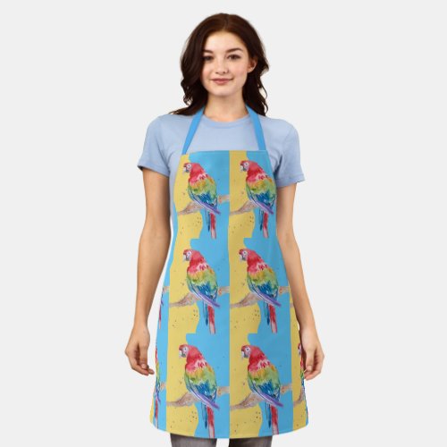 Parrot Macaw Pastel Blue Bird Birthday Girl Womens Apron