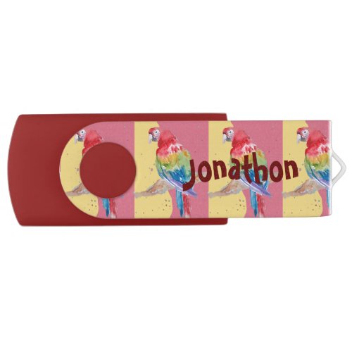 Parrot Macaw Red Boys Customizable Name USB USB  Flash Drive
