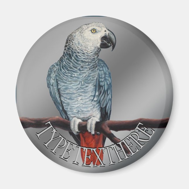 Parrot Magnets Personalize African Grey Magnet (Front)