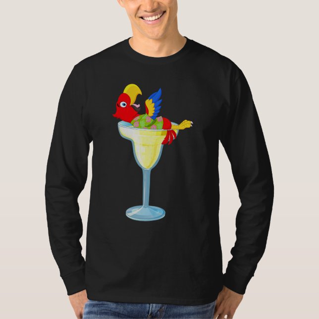 Parrot Margarita Drinking Glass Tropical Vacation T-Shirt (Front)