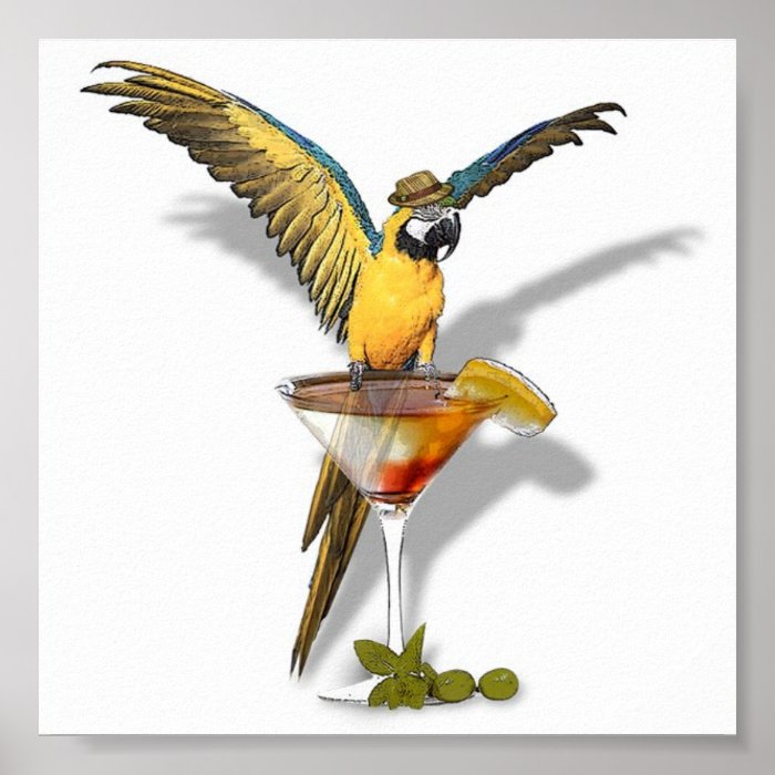 parrot martinis by gregory gallo print