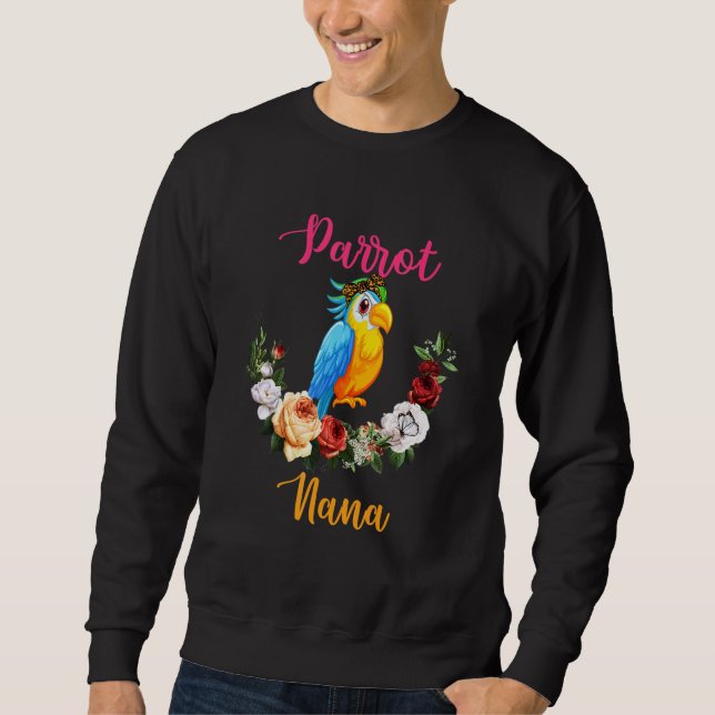 Parrot Nana Floral Parrot Bow Tie Lover Mother's D Sweatshirt (Front)