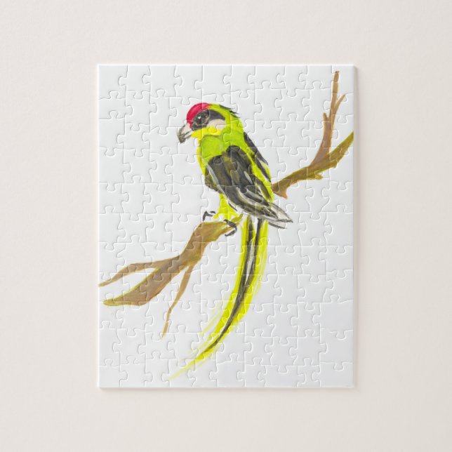 Parrot on a branch. Watercolor painting. Jigsaw Puzzle (Vertical)