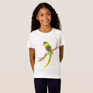 Parrot on a branch. Watercolor painting. T-Shirt