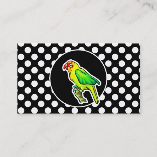 Parrot on Black and White Polka Dots Business Card