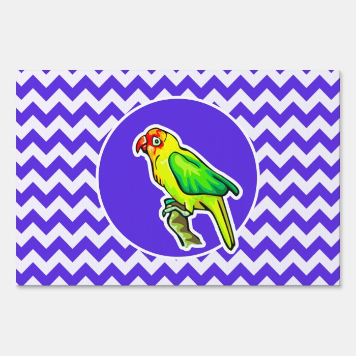 Parrot on Blue Violet Chevron Lawn Sign