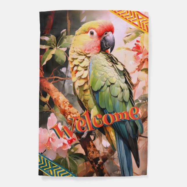 Parrot on Perch Garden Flag (Front)