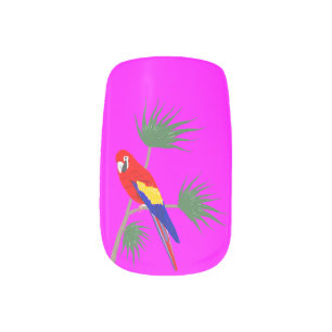 Parrot on tropical plant minx nail wraps