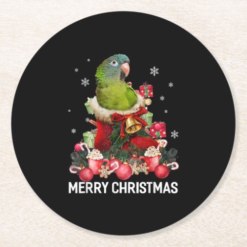 Parrot Ornament Decoration Christmas Tree Tee Xmas Round Paper Coaster