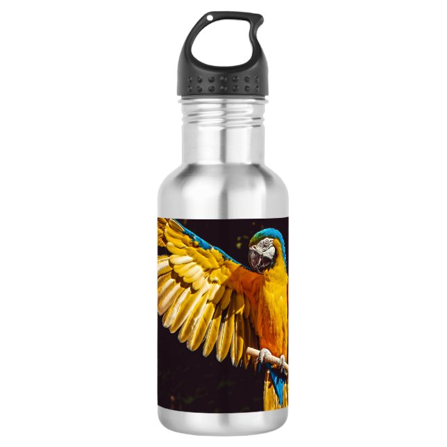 Parrot Out Stretched Wing Stainless Steel Water Bottle (Front)