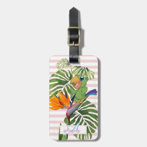 Parrot Palm Leaves Caudata Stripes_Personalized Luggage Tag