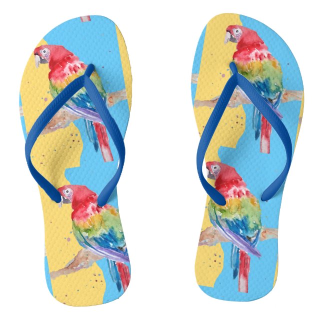Parrot Parrots Tropical Macaw Bird Blue Mens Flip Flops (Footbed)