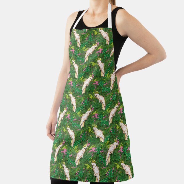 Parrot Pattern With Palm Leaves Apron (Insitu)