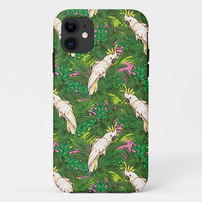 Parrot Pattern With Palm Leaves Case-Mate iPhone Case (Back)