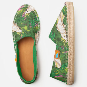 Parrot Pattern With Palm Leaves Espadrilles