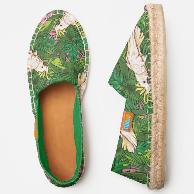 Parrot Pattern With Palm Leaves Espadrilles (Side)