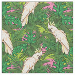 Parrot Pattern With Palm Leaves Fabric