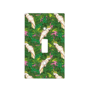 Parrot Pattern With Palm Leaves Light Switch Cover