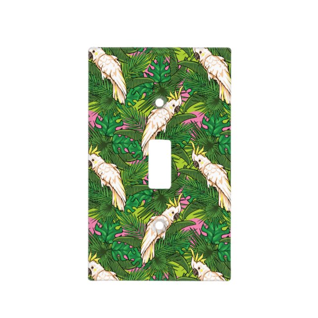 Parrot Pattern With Palm Leaves Light Switch Cover (Front)