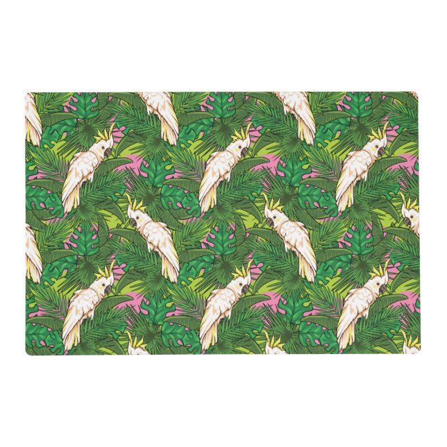 Parrot Pattern With Palm Leaves Placemat (Front)