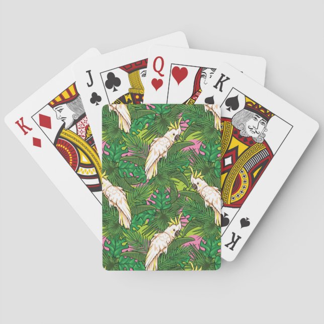 Parrot Pattern With Palm Leaves Poker Cards (Back)