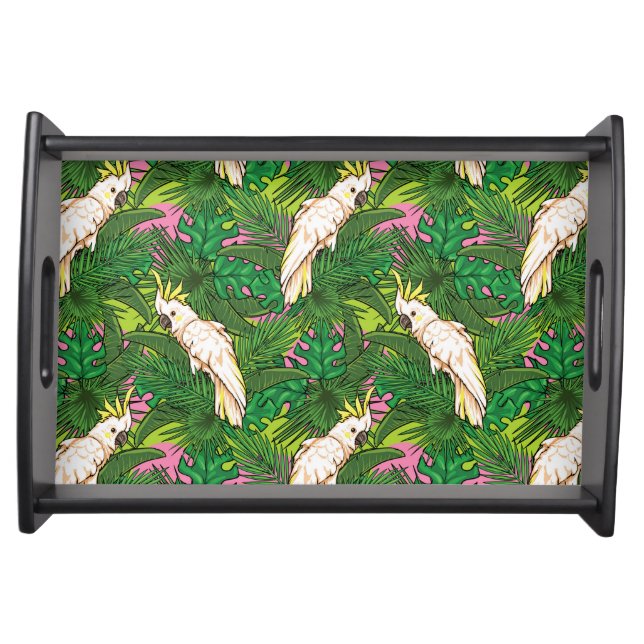 Parrot Pattern With Palm Leaves Serving Tray (Front)