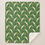 Parrot Pattern With Palm Leaves Sherpa Blanket