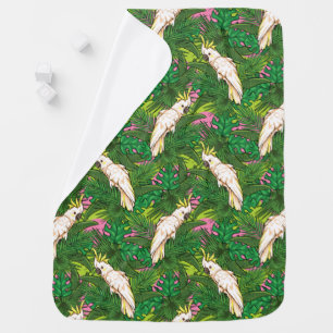 Parrot Pattern With Palm Leaves Swaddle Blanket