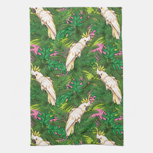 Parrot Pattern With Palm Leaves Towel