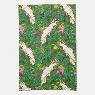 Parrot Pattern With Palm Leaves Towel