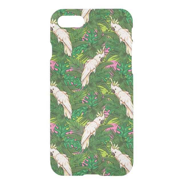 Parrot Pattern With Palm Leaves Uncommon iPhone Case (Back)