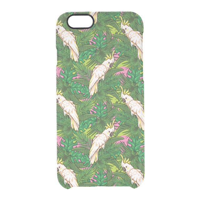 Parrot Pattern With Palm Leaves Uncommon iPhone Case (Back)