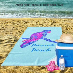 Parrot Perch (Sky-Blue) Beach Towel