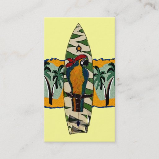 Customizable Parrot Pirate  Surf Board Cards Business Cards