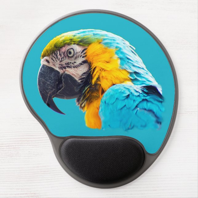 Parrot portrait on a turquoise background gel mouse pad (Front)