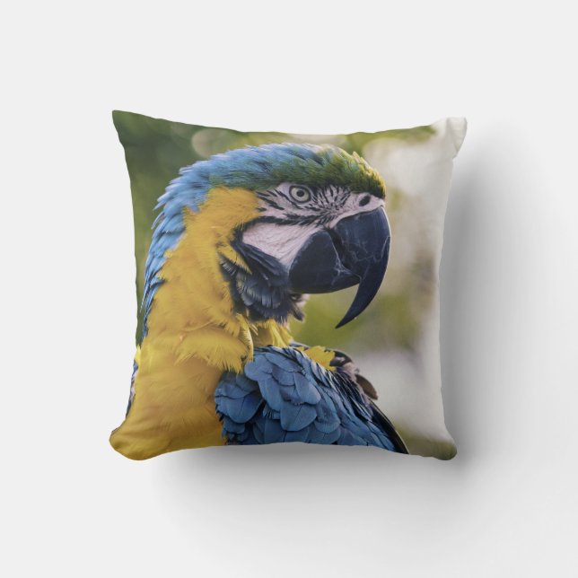 Parrot Profile Portrait Photograph Throw Pillow (Front)