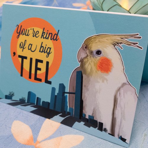 Parrot Pun Kind Of a Big Tiel Cockatiel Valentine Holiday Card