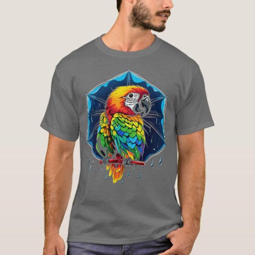Parrot Rainy Day With Umbrella T_Shirt