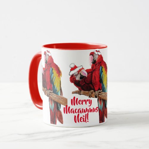 Parrot Red Birds Merry Christmas Macaw Red Mug