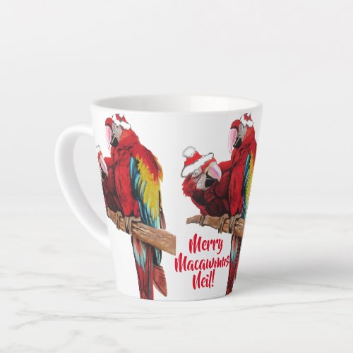 Parrot Red Merry Christmas Macaw Latte Mug