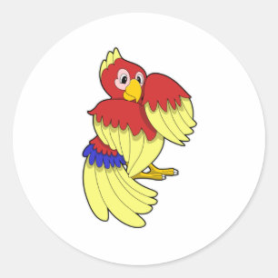 Parrot red yellow classic round sticker