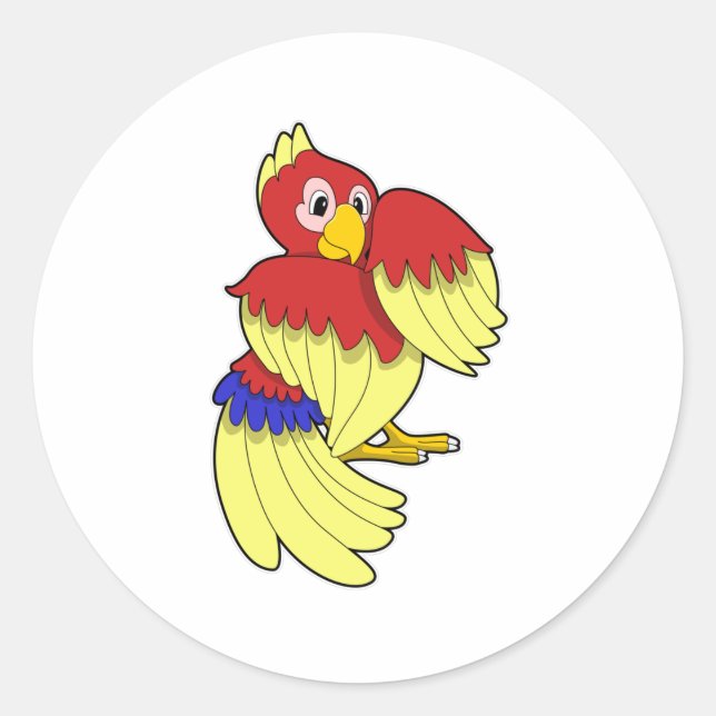 Parrot red yellow classic round sticker (Front)