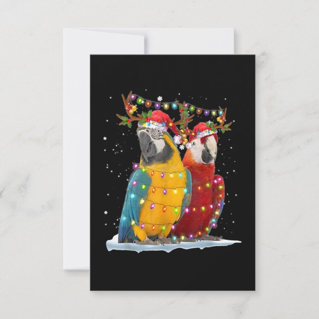Parrot Reindeer Xmas Light Christmas Ornaments Card (Front)
