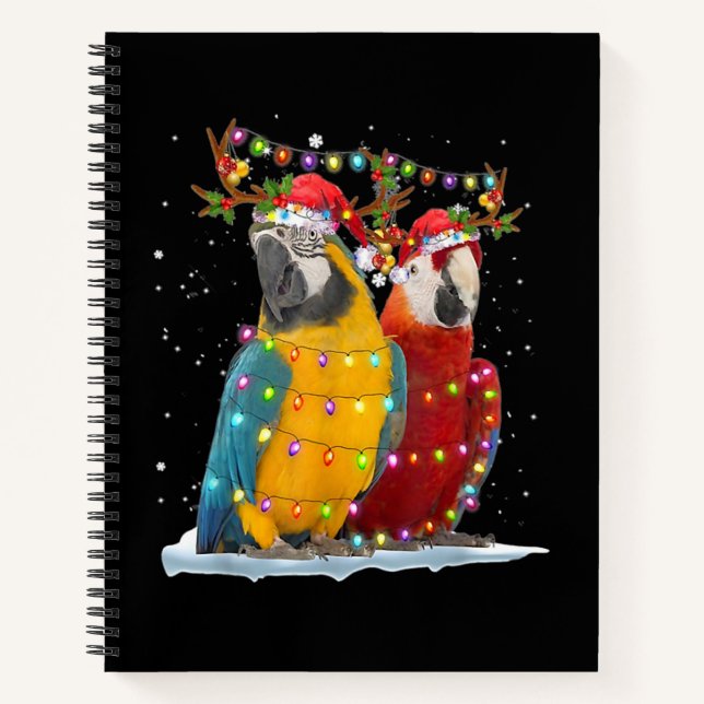 Parrot Reindeer Xmas Light Christmas Ornaments Notebook (Front)