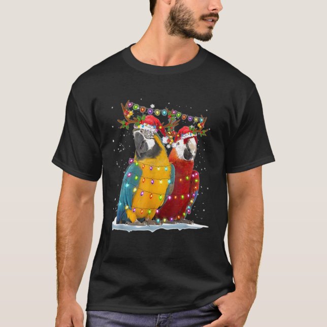 Parrot Reindeer Xmas Light Christmas Ornaments San T-Shirt (Front)