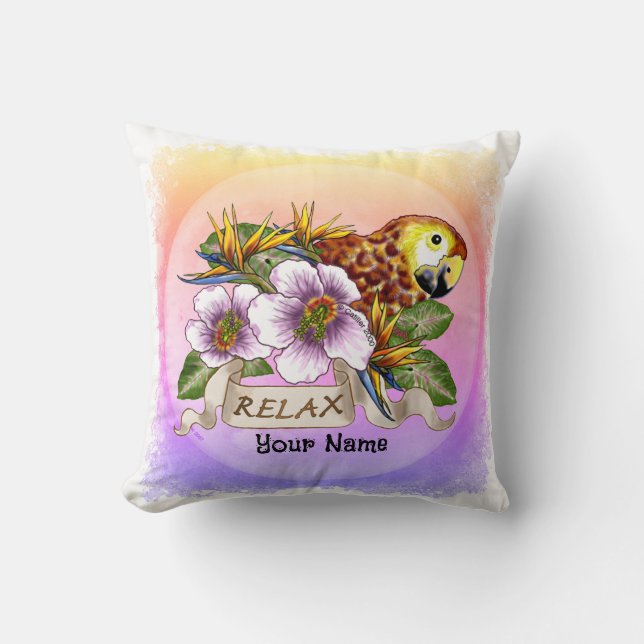 Parrot relax  throw pillow (Front)