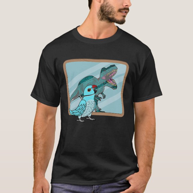 Parrot & Rex Reflection I Blue Indian Ringneck T-Shirt (Front)