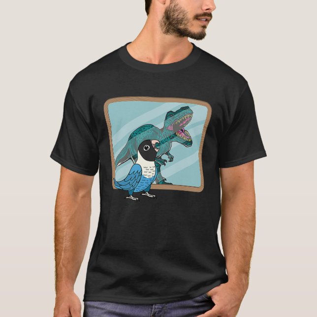 Parrot & Rex Reflection I Blue masked Lovebird T-Shirt (Front)