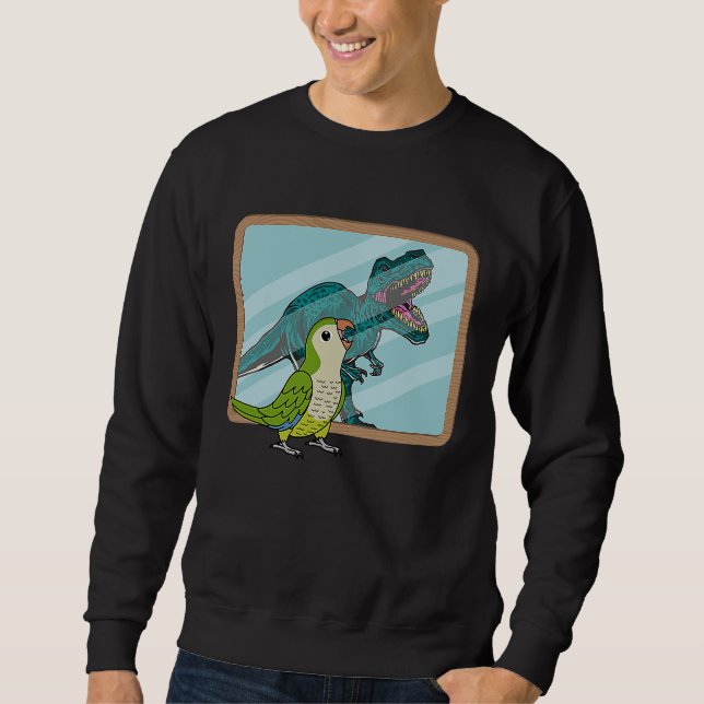 Parrot & Rex Reflection I Green Monk Parakeet Quak Sweatshirt (Front)
