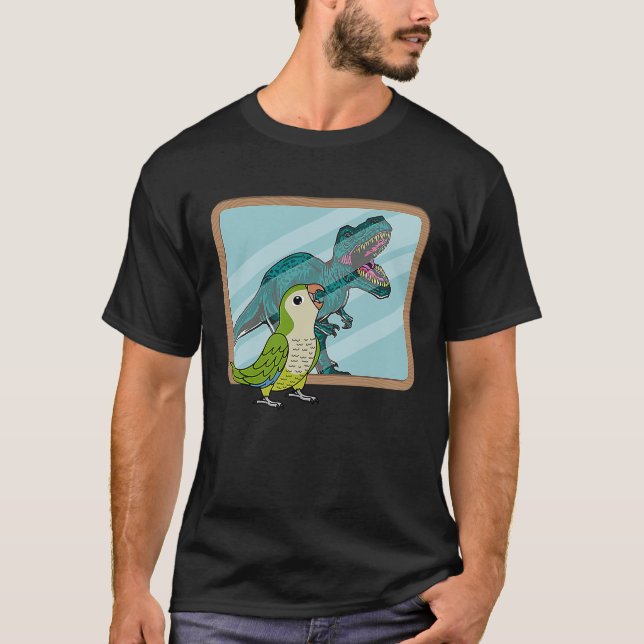 Parrot & Rex Reflection I Green Monk Parakeet Quak T-Shirt (Front)